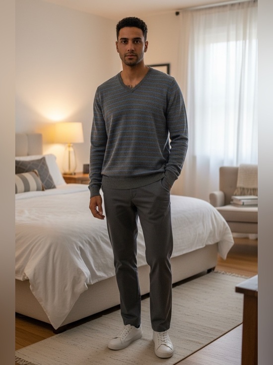 Banana Republic Other - Banana Republic Men's V-Neck Sweater in Gray and Blue XL